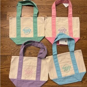 Canvas Tote Bag Set - Pink, Purple, Green, Blue